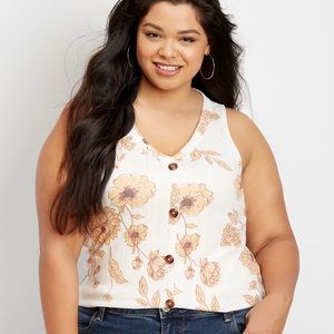 •NWOT Maurices Ribbed Yellow Floral Tank•